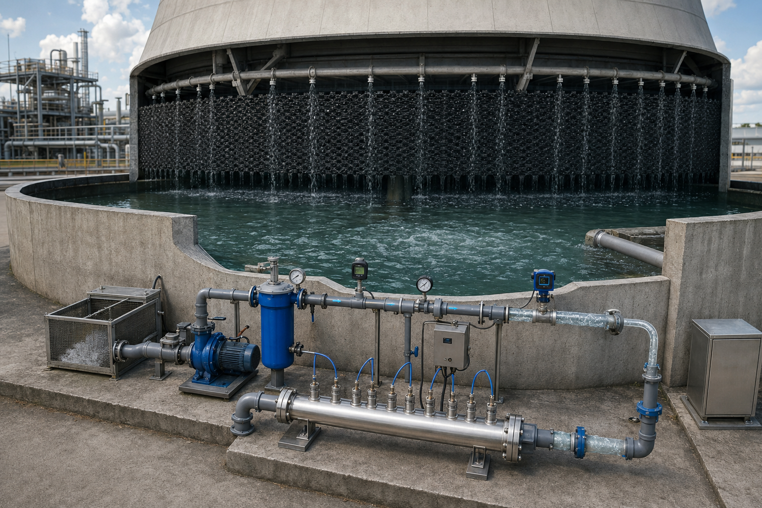 Cooling-tower basin purification